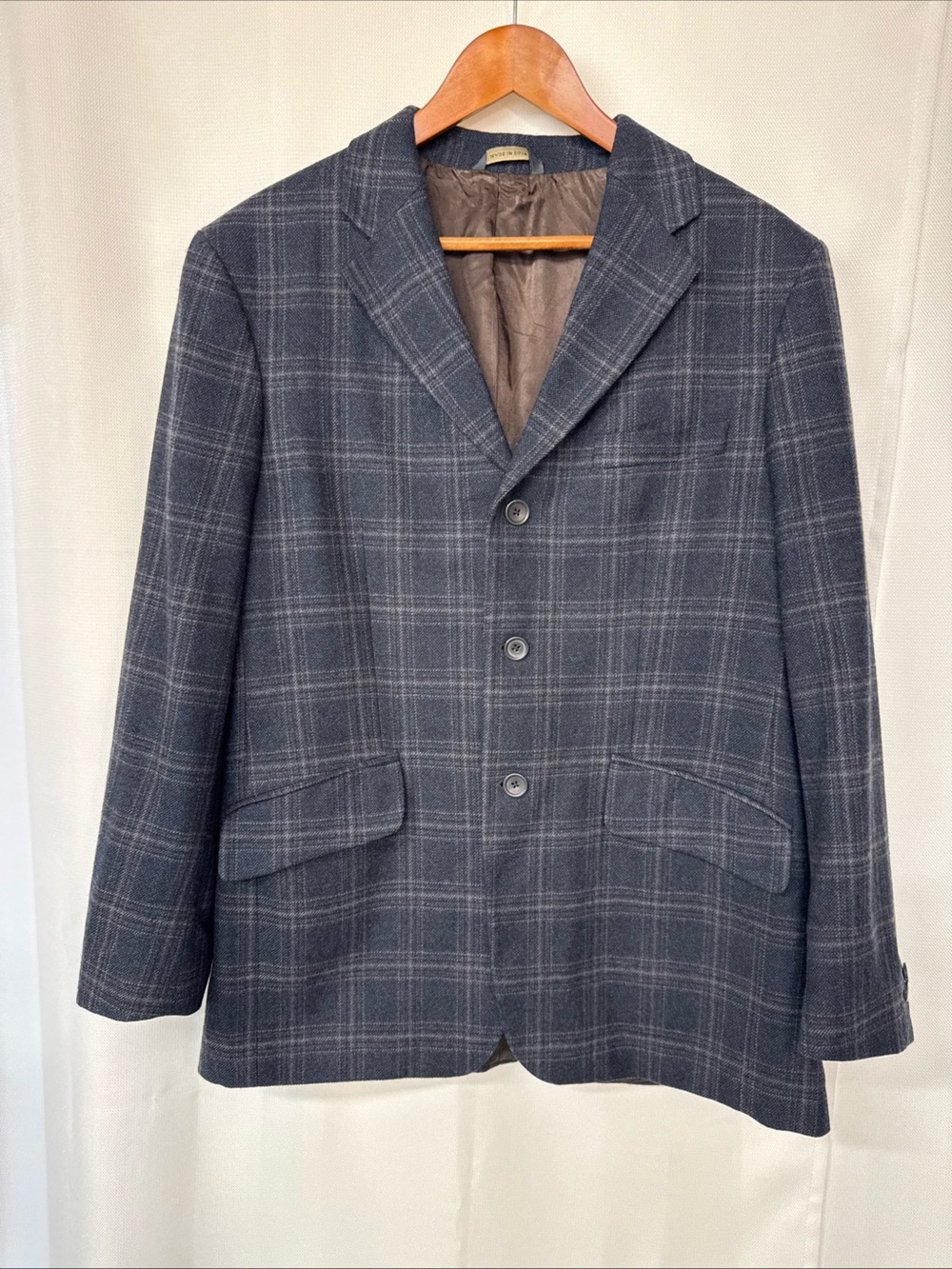 VTG Banana Republic Wool Blazer Mens 42S Blue Plaid Jacket Sport Coat 3 Button